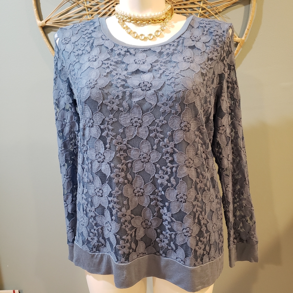 NWT Light Blue Lace Top